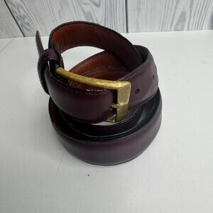 Vintage Brooks Brothers Brown Leather Belt Sz 36 Solid Brass Buckle Made In USA